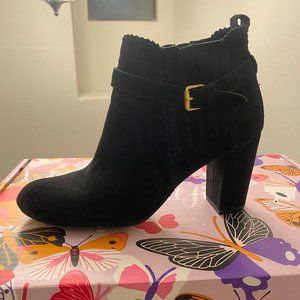 Side Zip Black Suede Ankle Bootie's